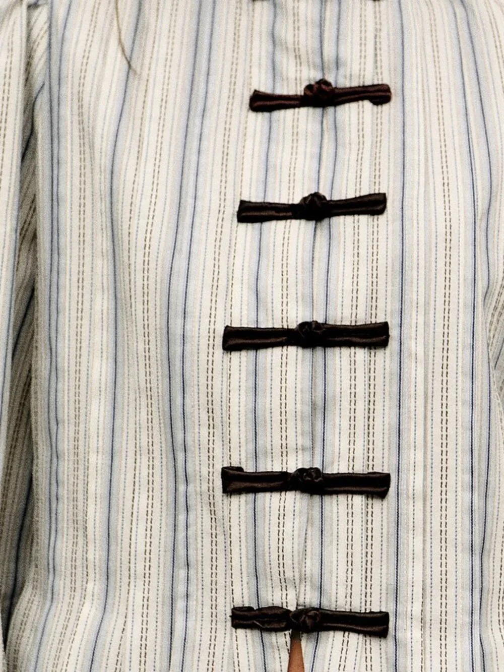 Baby Blue Casual Women's Striped Tailored Jacket
